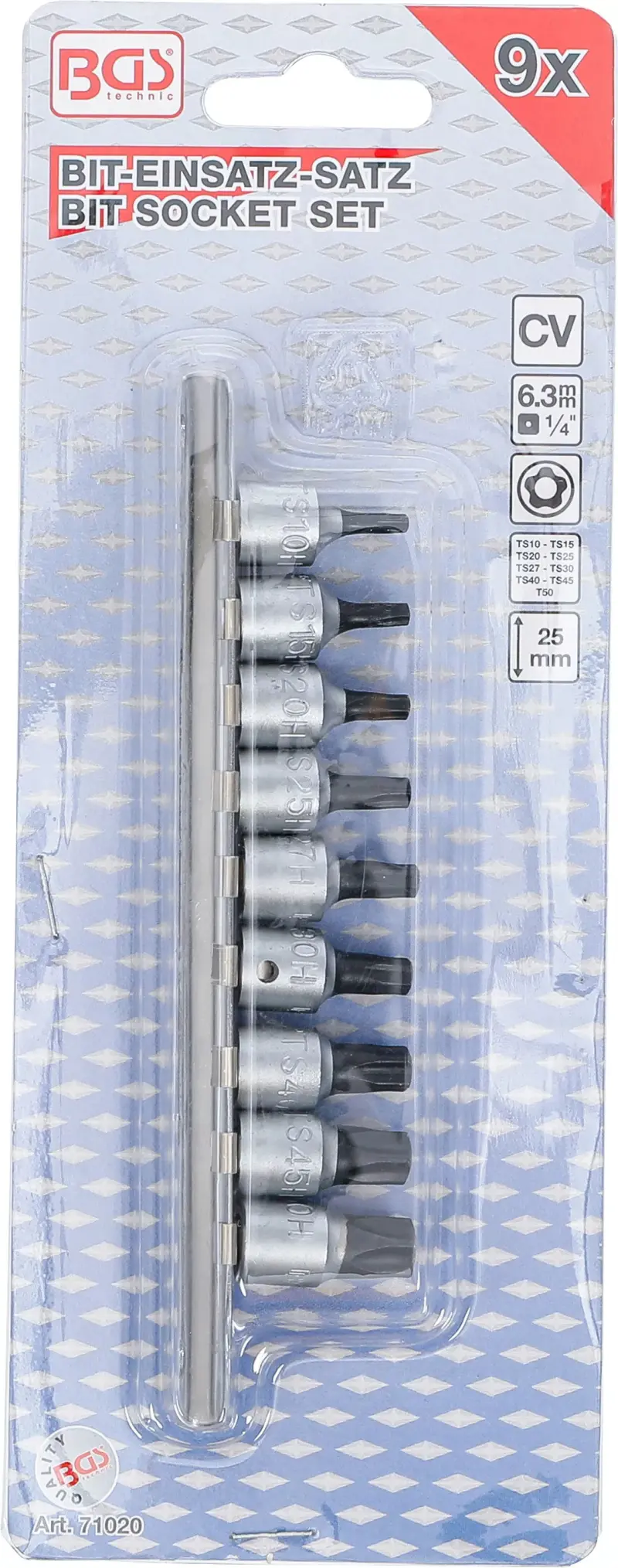 Sada bitů 6,3 mm (1/4") TS-Star tamperproof (pro Torx Plus) 9 ks