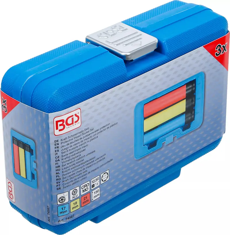 Ochranná sada klíčů extra hluboká 12,5 mm (1/2") pohon 17 / 19 21 mm 3 ks.