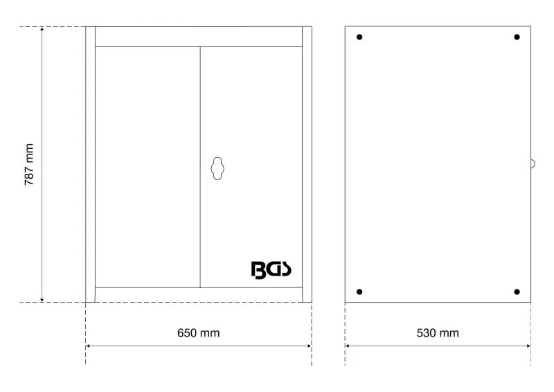 Dílenská skříňka s dvojitými křídlovými dveřmi a 1 přihrádkou