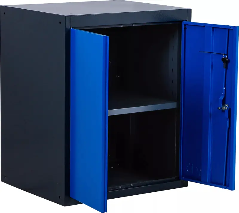 Dílenská skříňka s dvojitými křídlovými dveřmi a 1 přihrádkou