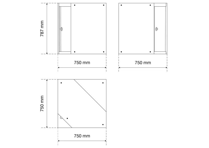 Dílenská skříňka s jednokřídlými dveřmi, rohová spodní skříňka