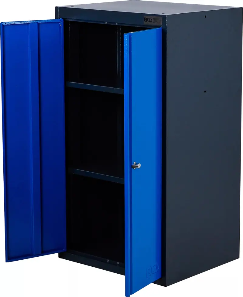 Dílenská skříň s dvojitými křídlovými dveřmi a 2 přihrádkami