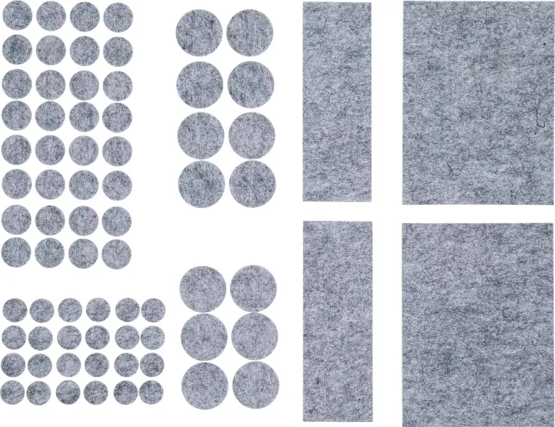 Plstěné kluzné prvky Kraftmann - šedý melír BGS 80702. Sada 80 ks (BGS1080704), BGS1080702