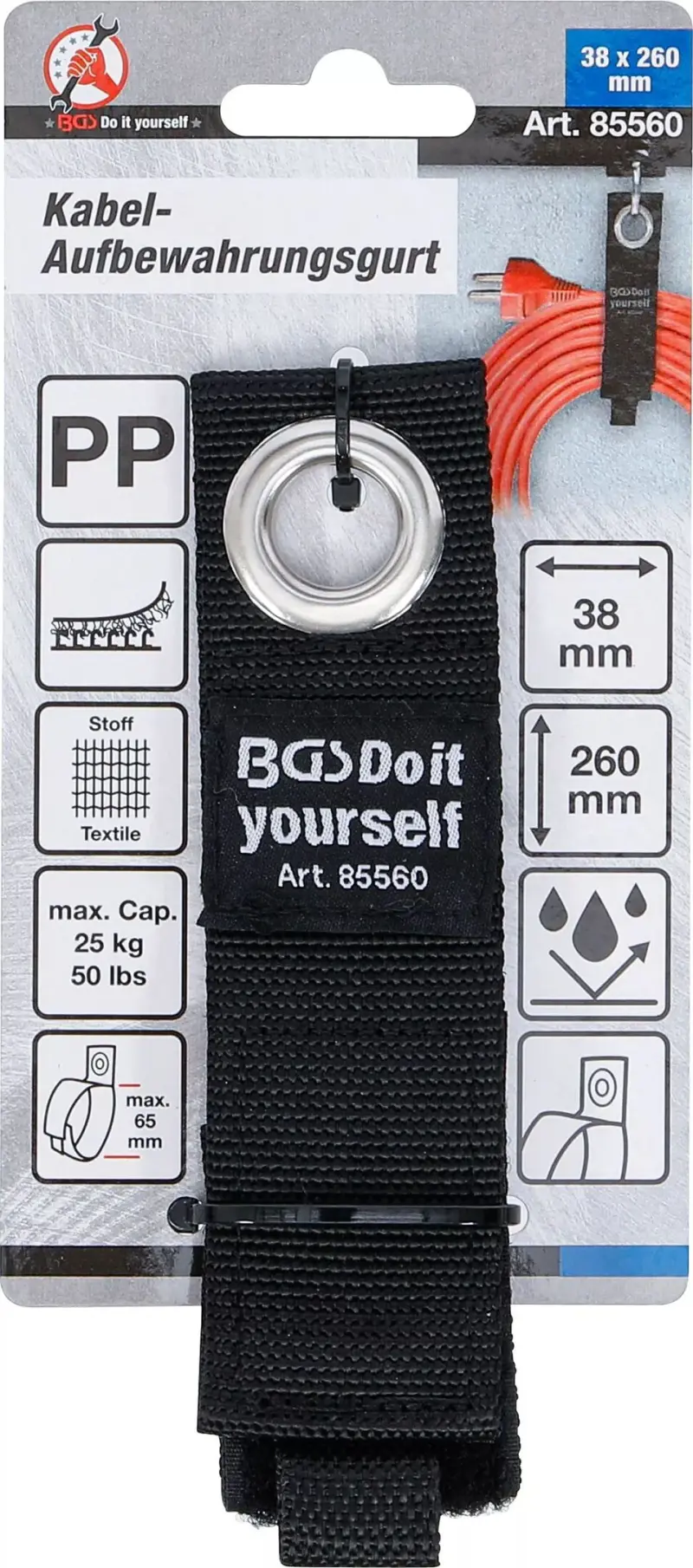 Nastavitelný pásek/organizér Kraftmann na kabely 38 x 260 mm BGS 85560 (BGS1085560), BGS1085560