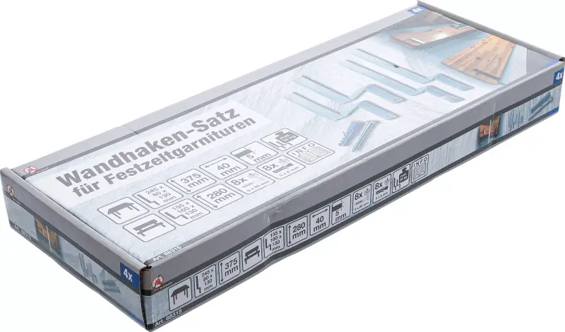 Nástěnné háky Kraftmann pro pivní zahradní sety. 4 díly BGS 8815 (BGS1088315), BGS1088315