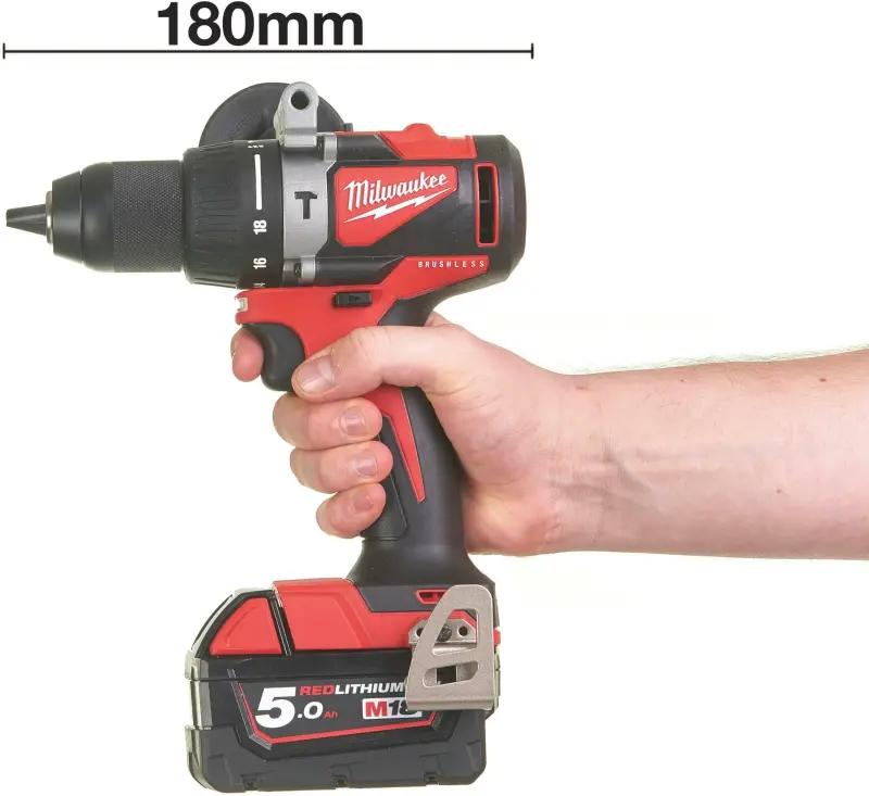 Aku příklepová vrtačka Milwaukee M18 BLPD2-501B, aku M18 B5 + M12-18 C + taška, 4933500775