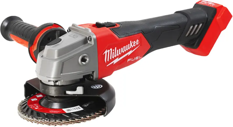 Aku úhlová bruska 125 mm Milwaukee M18 FSAG125X-501B s posuvným spínačem, aku M18 B5 + M12-18 C+ taška, 4933500779