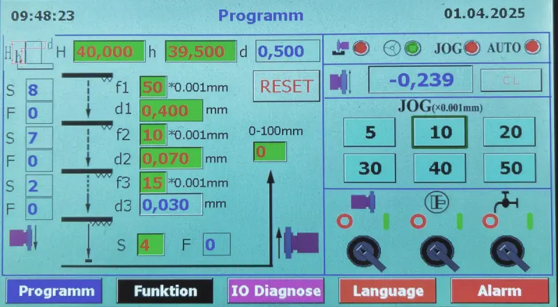 Bruska na plocho Metallkraft OPTIgrind GT 25 - ovládací displej