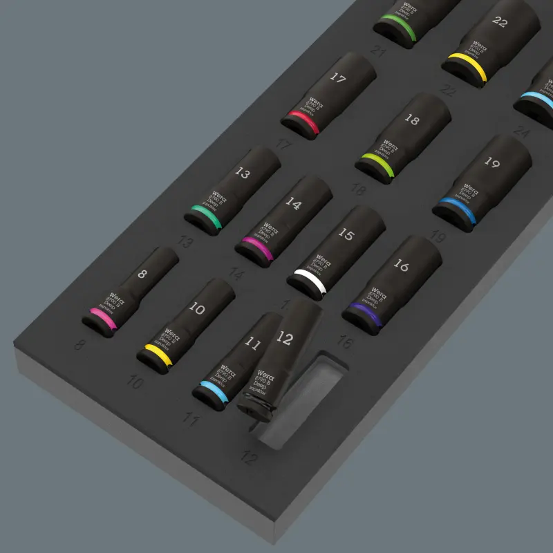 Wera 150118 Pěnová vložka 9728 s nástrčnými hlavicemi 3/8" 8790 B Impactor Deep Set 1 - 11 ks  (W05150118001), W05150118001