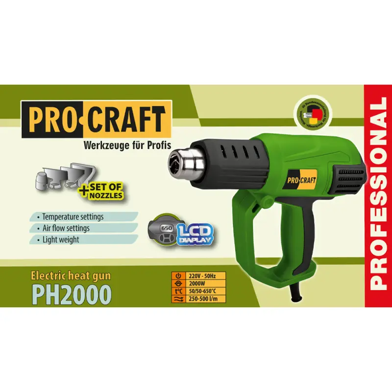 Pištoľ teplovzdušná PROCRAFT PH1800 | PH1800