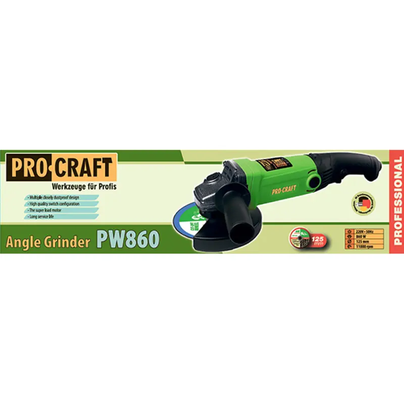 Uhlová brúska Procraft PW1200 (PW860), 125mm | PW1200