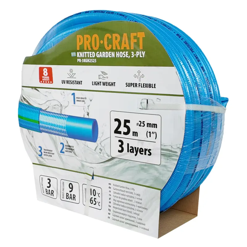 Modrá zahradní hadice Procraft PR-3KGH2525 3 vrstvy, 1" 25 m (PRCPR-3KGH2525)