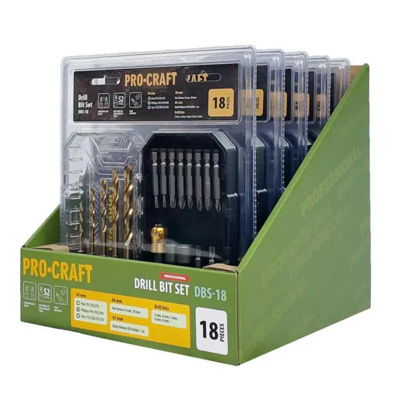 Súprava vrtákov a bitov Procraft DBS-18, S2 | DBS-18