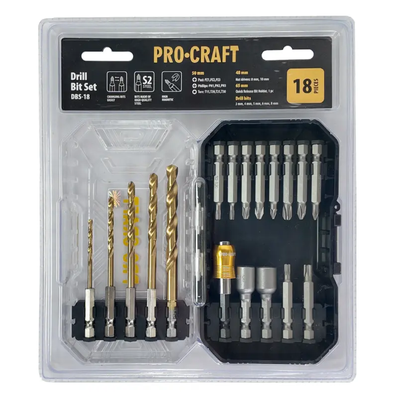 Súprava vrtákov a bitov Procraft DBS-18, S2 | DBS-18
