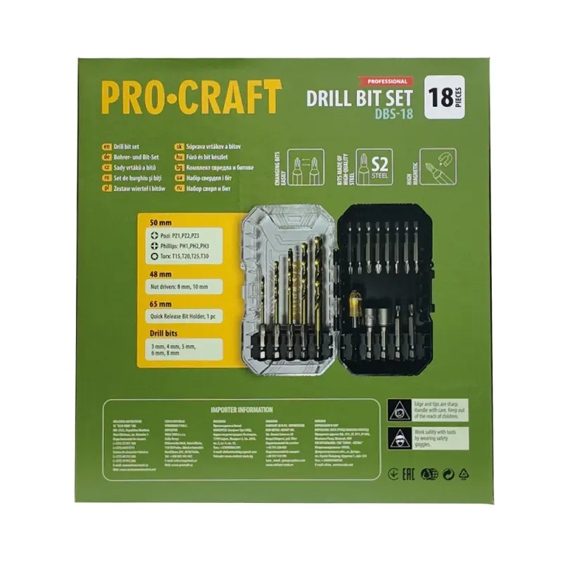 Súprava vrtákov a bitov Procraft DBS-18, S2 | DBS-18