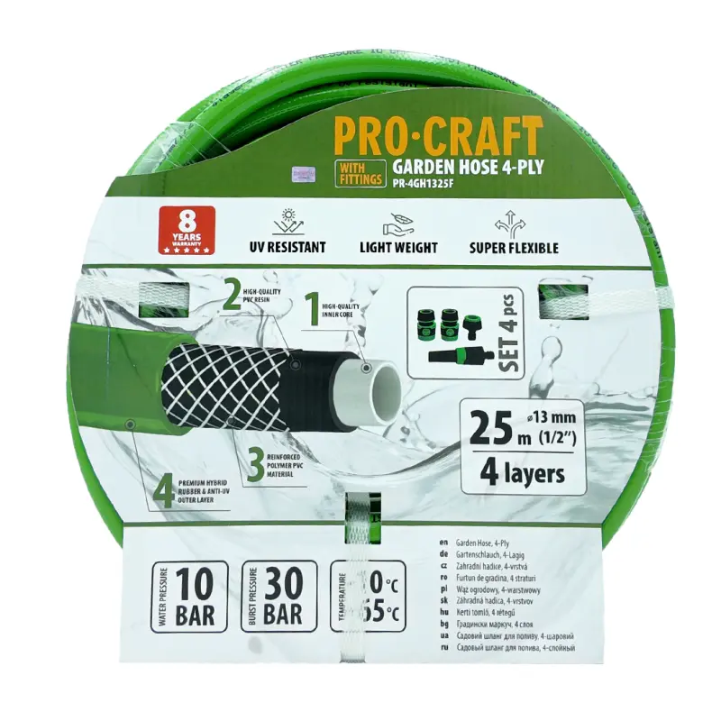 Zelená záhradná hadica Procraft PR-4GH1325F | PR-4GH1325F