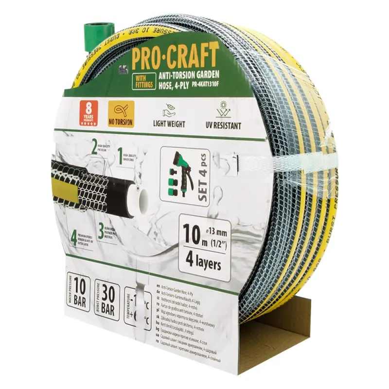 Čierno-žltá záhradná hadica Procraft PR-4KAT1310F | PR-4KAT1310F