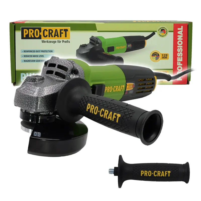 Brúska uhlová Procraft PW1050 + rýchloupínacia matica, 10x rezný kotúč, 2x lamelový kotúč | SPW1050/RM14
