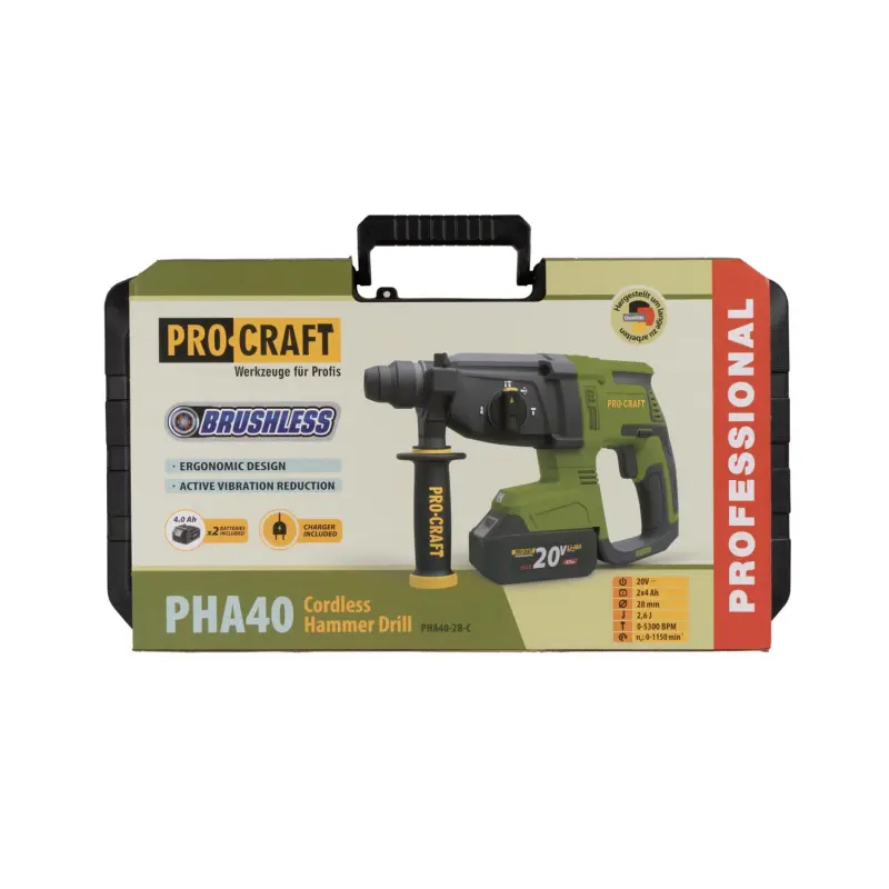 Aku vŕtacie kladivo Procraft PHA40 SDS Plus | PHA40-2B-C