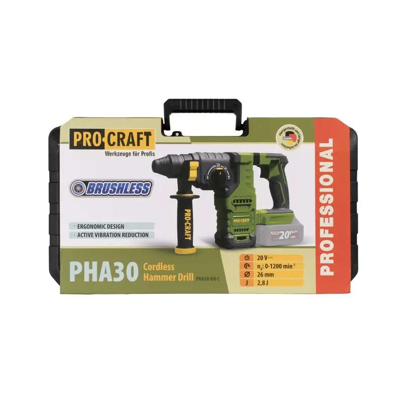 Aku vŕtacie kladivo Procraft PHA30bb (bez batérie a nabíjačky v kufri) SDS Plus | PHA30-bb-с