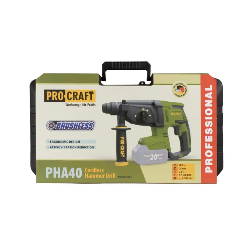 Aku vŕtacie kladivo Procraft PHA40bb-c (bez batérie a nabíjačky v kufri) SDS Plus | PHA40-bb-с