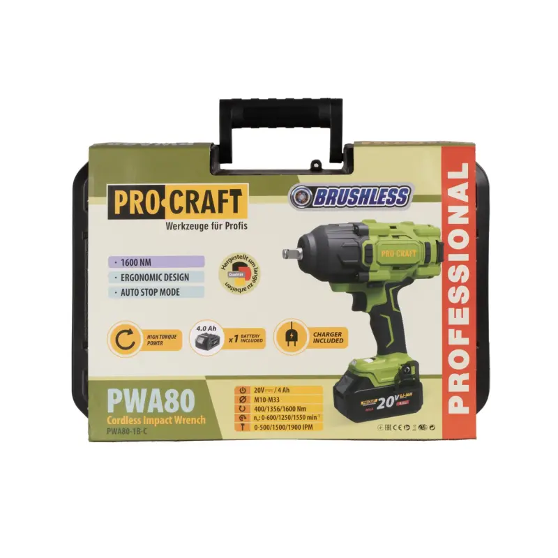 Aku rázový uťahovák Procraft PWA80 1b | PWA80-1b-c