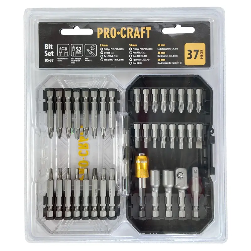 Aku vŕtací skrutkovač Procraft PA18LiH so sadou bitov BS-37 | SPA18LiH-1B-C/BS-37