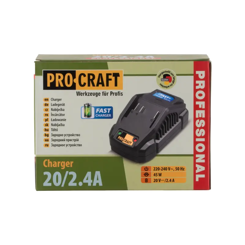 Nabíjačka pre 20V Li-ion batéria Procraft 20/2.4А Fast Charge | 20/2.4A