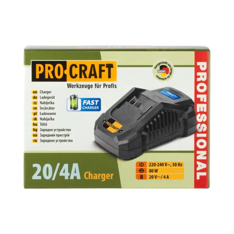 Nabíjačka pre 20V Li-ion batéria Procraft 20/4А Fast Charge | 20/4A