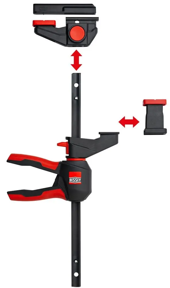 Jednoruční stolní svěrky Bessey EZR360-15SET s otočnou rukojetí pro vodicí lišty EZR360 (150 mm) - 2 ks (BESEZR360-15SET)