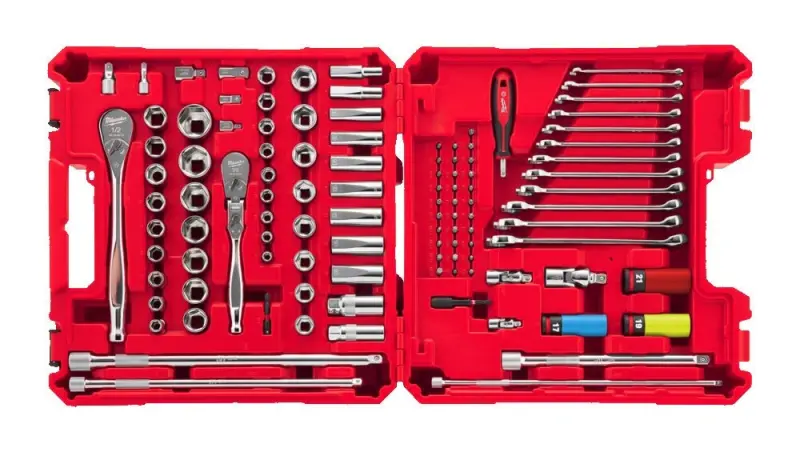 Gola sada Milwaukee 1/4", 1/2" a 3/8" nástavce, bity,  klíče, ráčny, 108 dílů, 4932501845