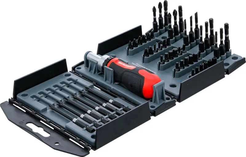 Kraftmann 90106 Torzné bity s prepínacou račňovou rukoväťou 1/4" - 52 dielov