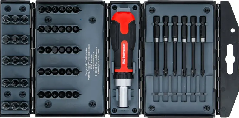 Kraftmann 90106 Torzné bity s prepínacou račňovou rukoväťou 1/4" - 52 dielov