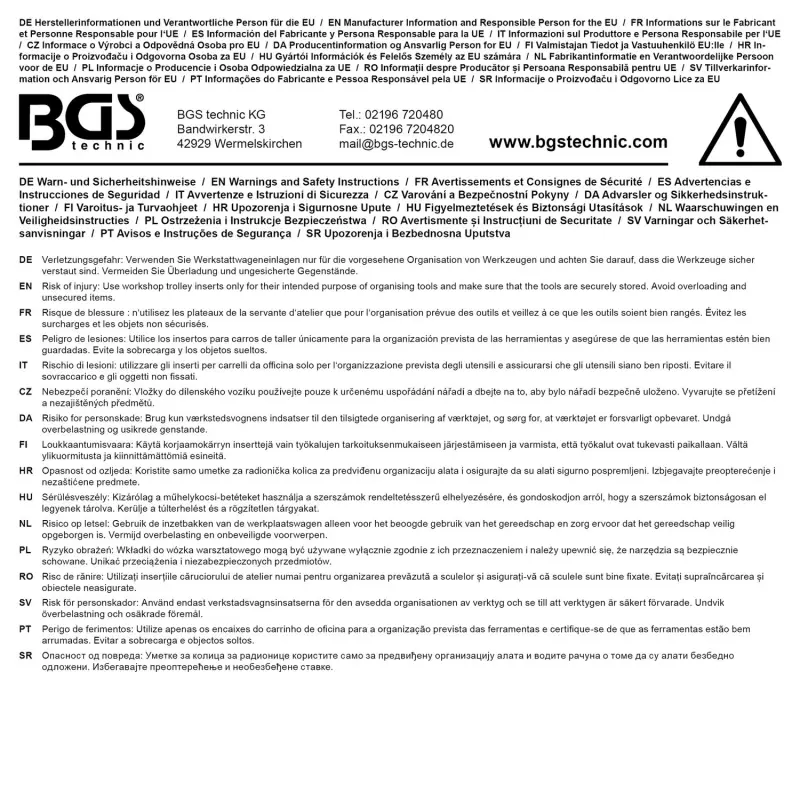 BGS 4799 Vložka do dielenského vozíka 3/3: Gola sada - 64 dielov