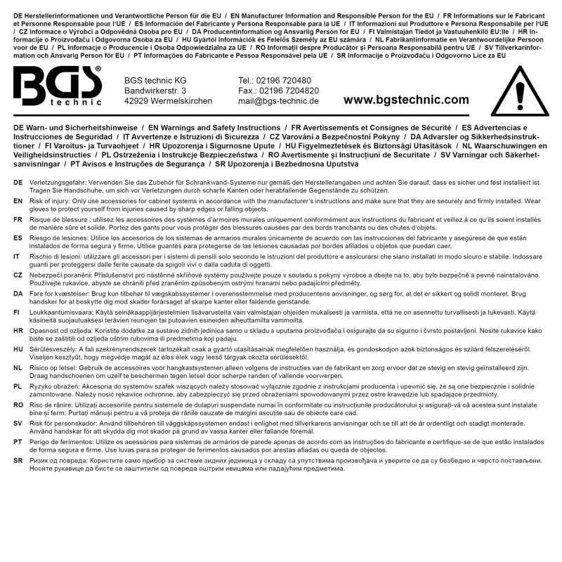 BGS 74724 Odpadkový kôš | 340 x 220 x 350 mm | pre systém nástenných skriniek