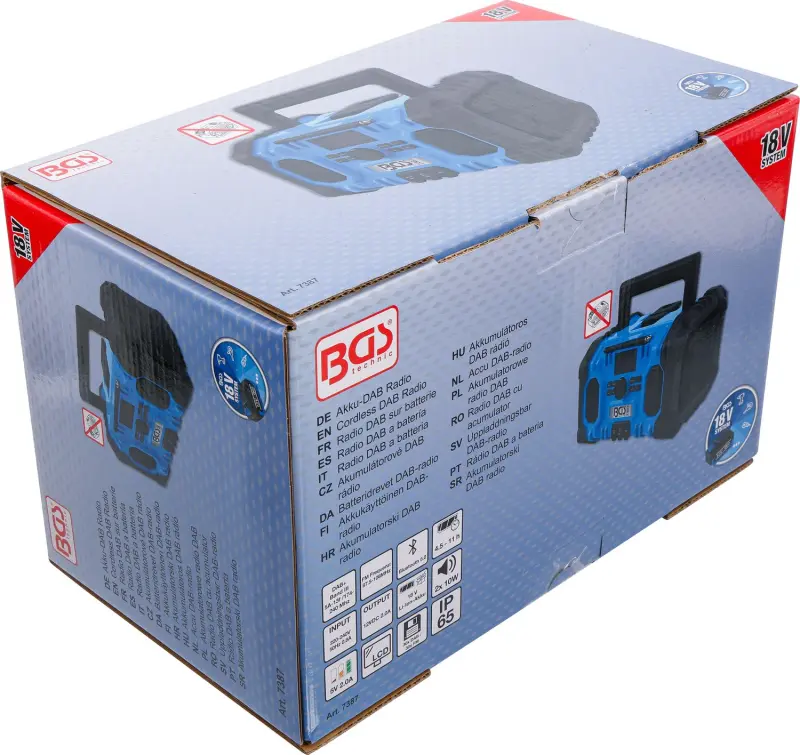 BGS 7387 Aku DAB rádio, hybridné 18 V a 230 V. Bez akumulátora