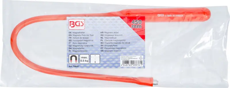 BGS 74642 Magnetický vyťahovák 450 mm, izolovaný, ohybný, ťažná sila 0,5 kg