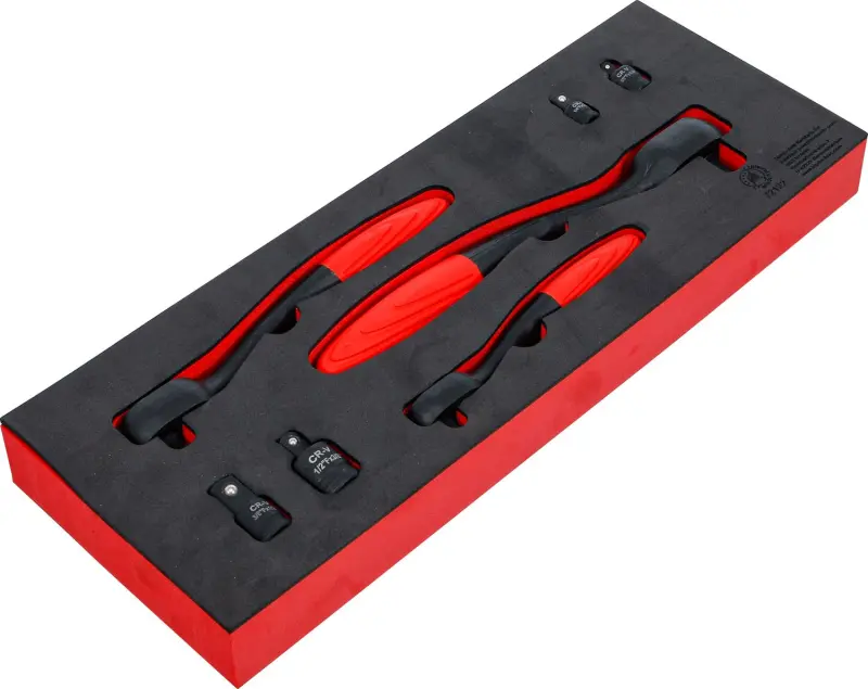 Kraftmann 72122 Prepínacie račne a adaptéry 1/4" - 3/8" - 1/2", jemné ozubenie - 7 dielov
