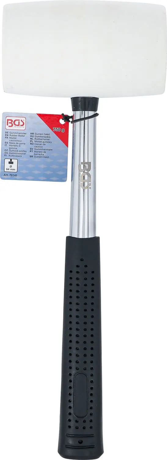 BGS 70141 Gumová palička 750 g, kovová násada, biela hlava priemer. 64 mm