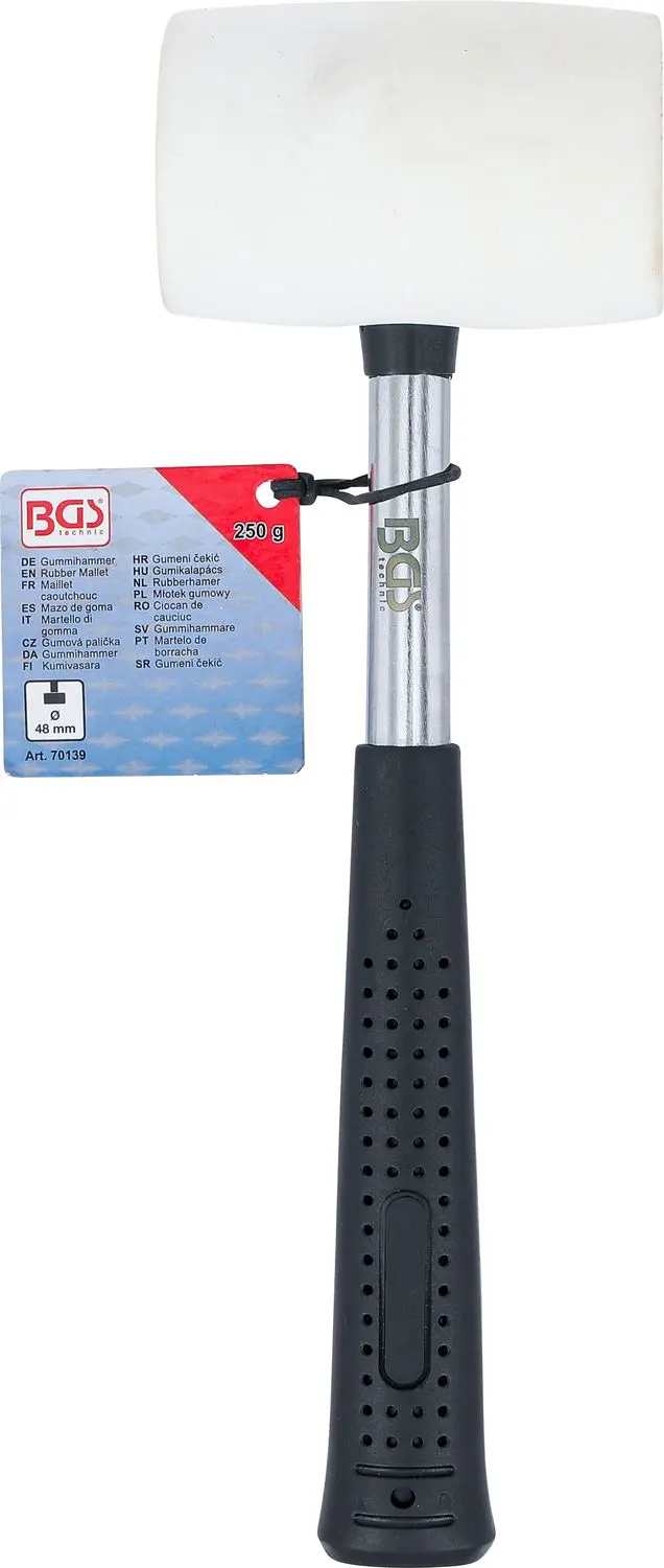 BGS 70139 Gumová palička 250 g, kovová násada, biela hlava priemer. 48 mm