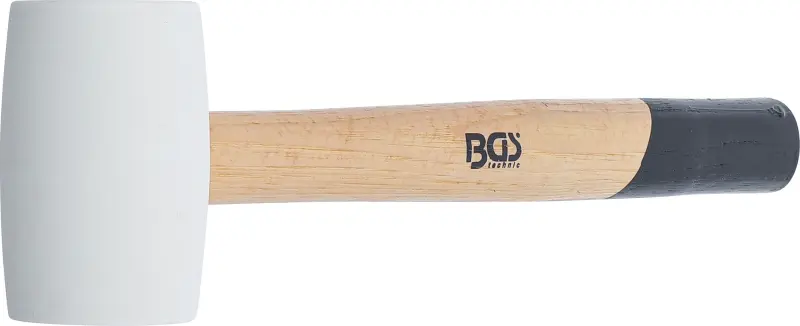 BGS 70138 Gumová palička 250 g, násada Hickory, biela hlava pr. 48 mm