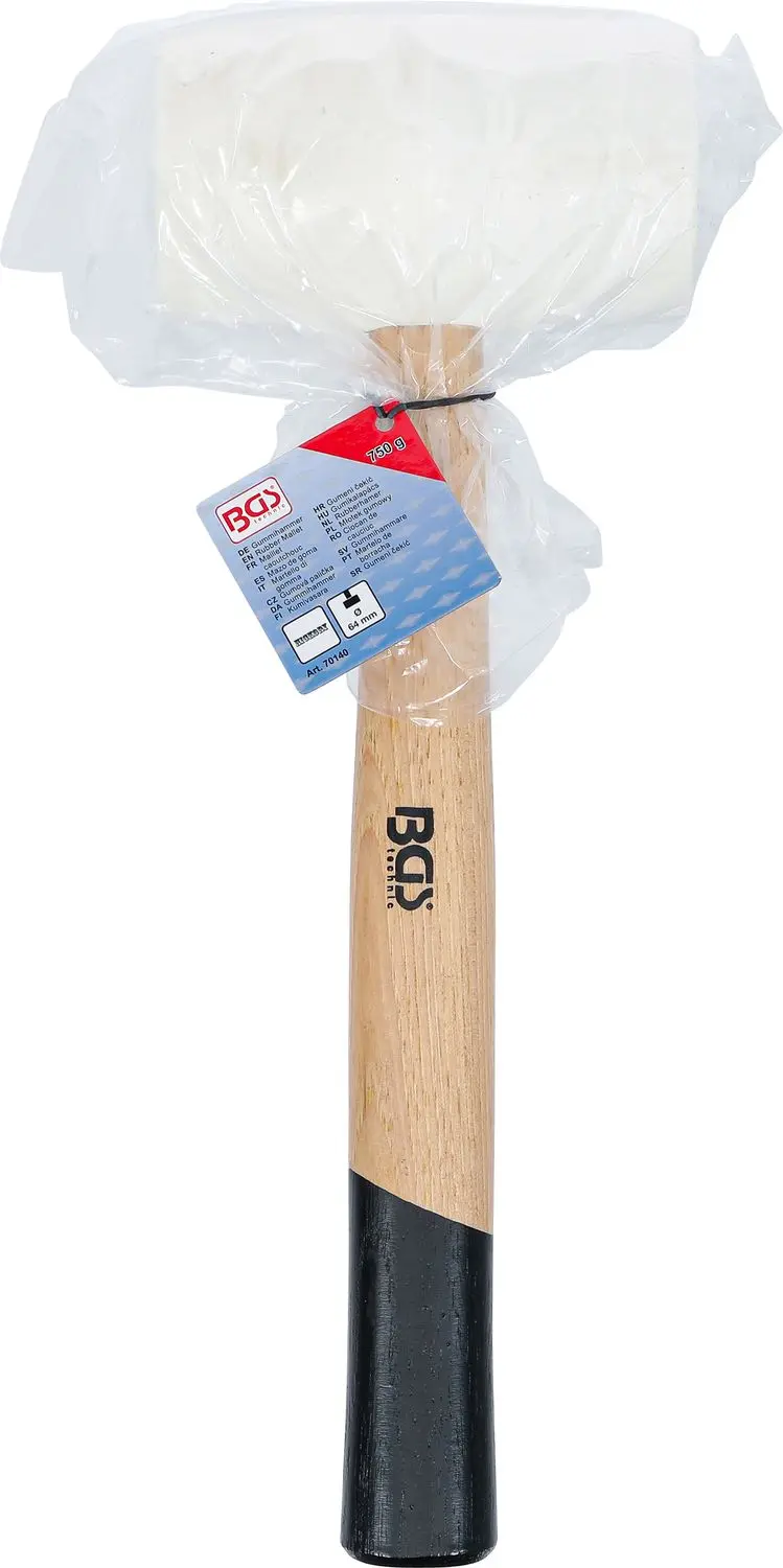 BGS 70140 Gumová palička 750 g, násada Hickory, biela hlava pr. 64 mm