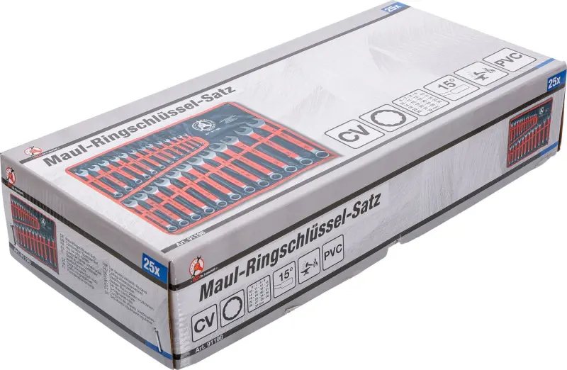 Kraftmann 91198 Očkoploché kľúče 6 ÷ 32 mm, protišmyková rukoväť - 25 dielov