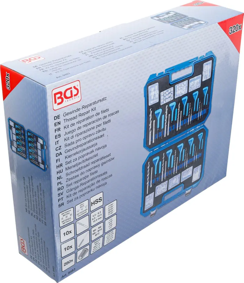 BGS 9483 Nástroje na opravu závitu - Metrické / palcové veľkosti