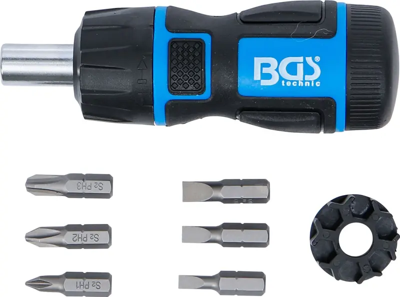 BGS 7898 Mini skrutkovacie bity s prepínacou račňovou rukoväťou 1/4" - 7 dielov