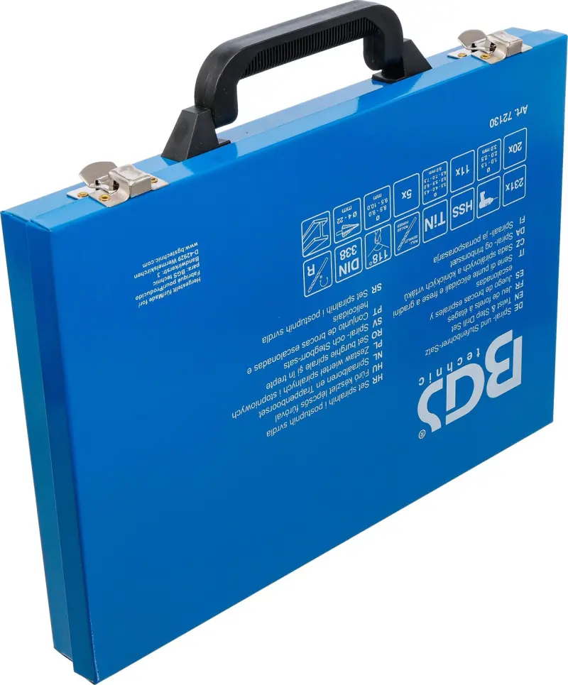 BGS 72130 Valcové a kužeľové HSS vrtáky 1 - 10 mm, TiN - 231 dielov
