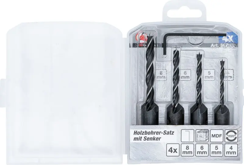 Kraftmann 50790 Vrtáky do dreva so záhlbníkmi - 4 diely