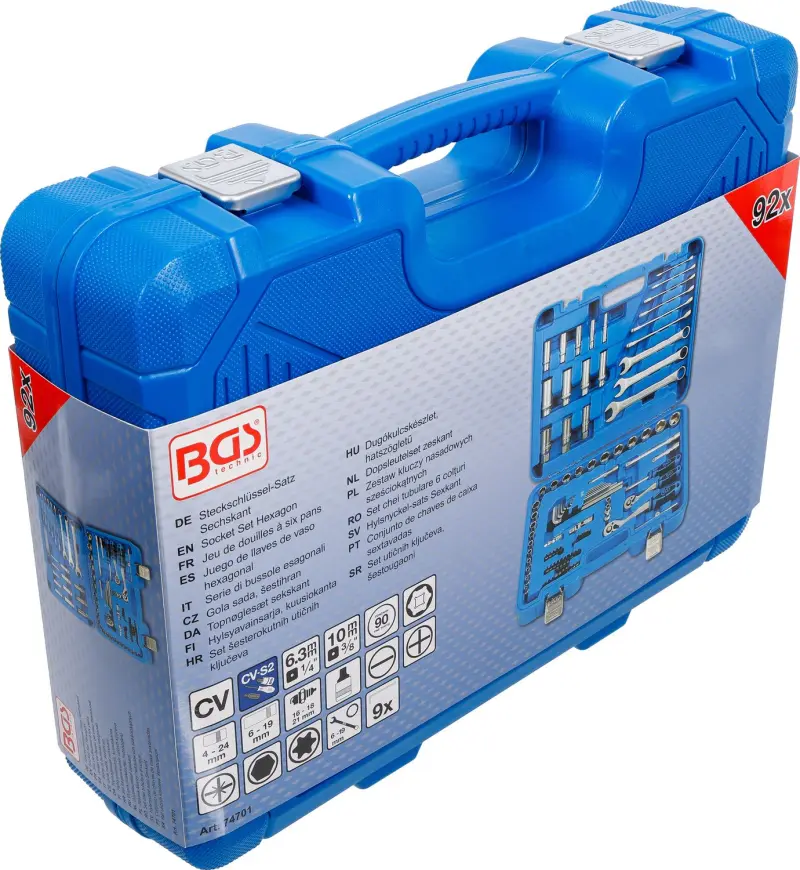BGS 74701 Gola sada 1/4" - 3/8" vrátane kľúčov - 92 dielov