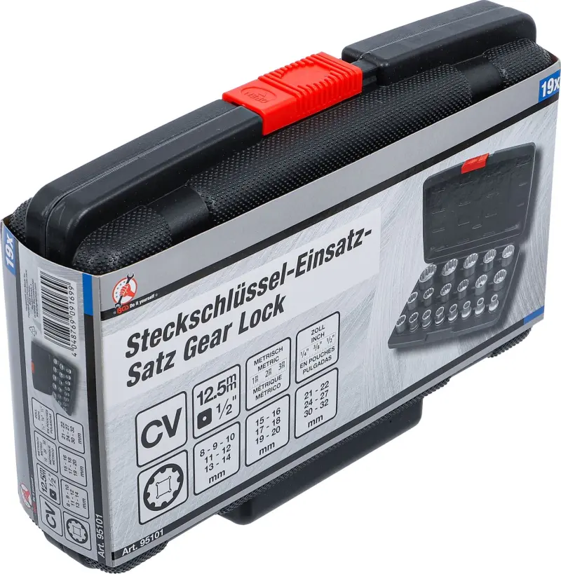 Kraftmann 95101 Nástrčné hlavice 1/2" 8 ÷ 32 mm Gear-Lock - 19 dielov