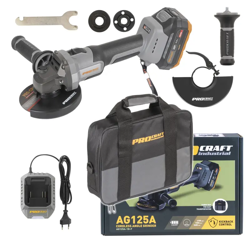 Aku úhlová bruska Procraft Industrial AG125A-1B-F 125 mm v tašce (PRCAG125A1BF)